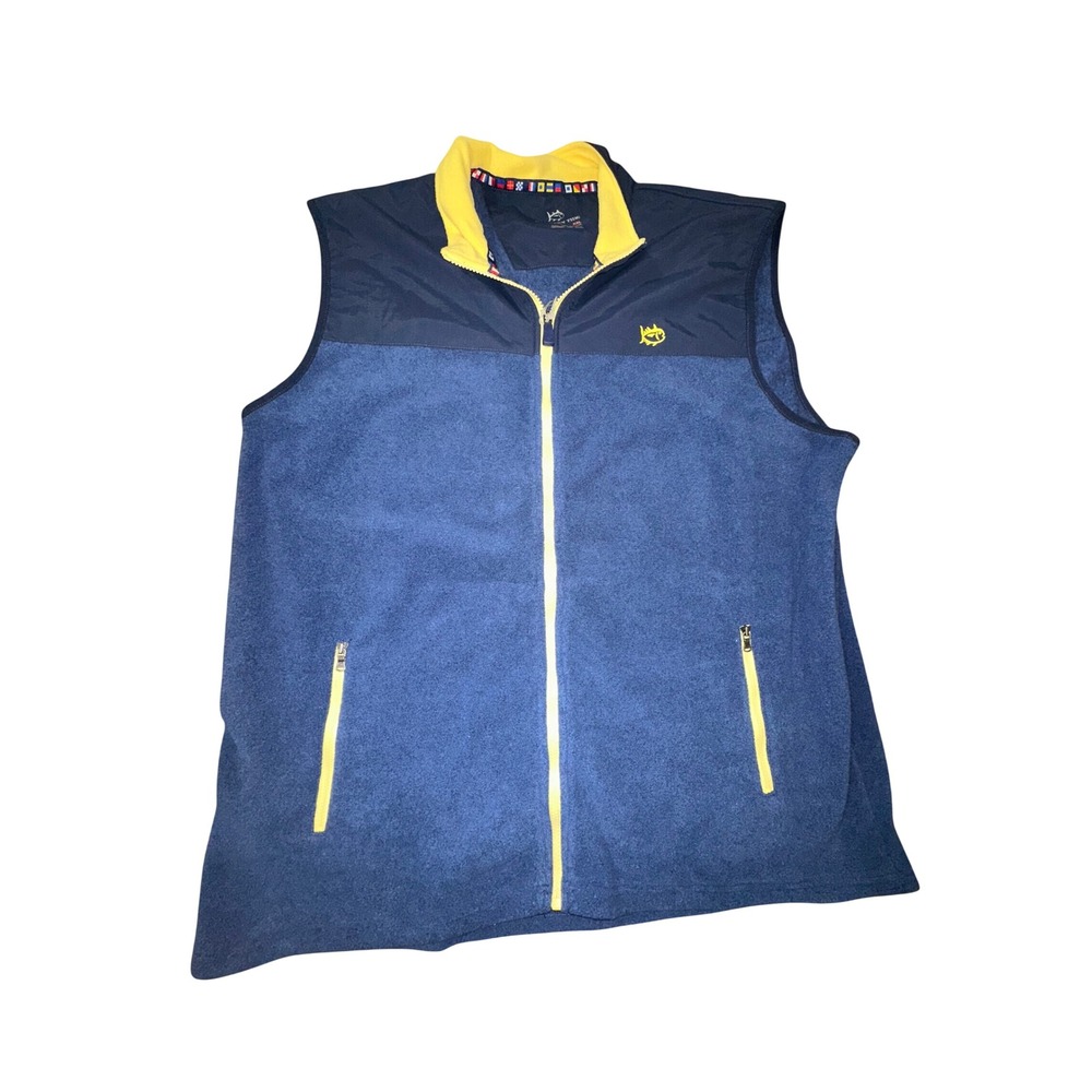 Southern Tide Mens True Navy Brushed Fleece Full Zip Vest XXL 2236